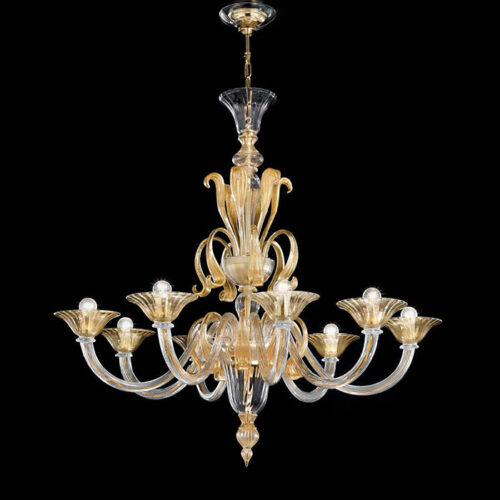 Spectacular Gold Modern Murano Chandelier SYL1425K8